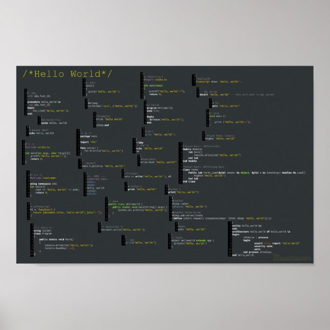Hello World in 34 Sprachen Poster (Vorne)