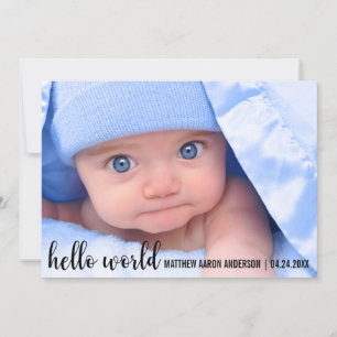 Hello World New Baby Modern Announccard Ankündigung