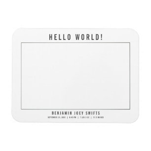 Hello World Newborn Baby Boy Girl Modern Foto Magnet