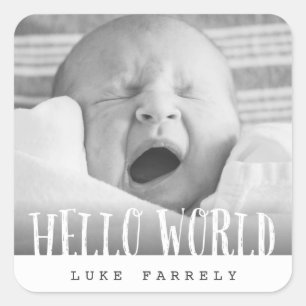 HELLO WORLD QUADRATISCHER AUFKLEBER
