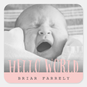 HELLO WORLD QUADRATISCHER AUFKLEBER