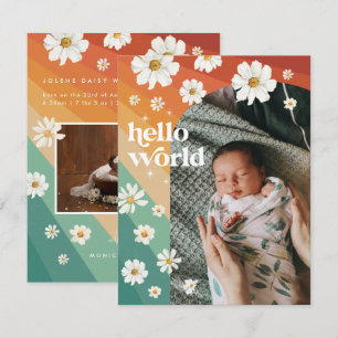 Hello World Retro Boho Birth Ankündigung