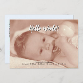 Hello World Your Text and Baby Foto Blue Template Ankündigung