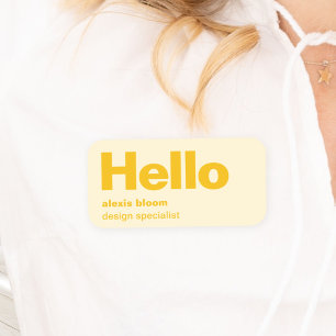 Hello Yellow Retro Modern Minimum Stylish Trendy Namensschild