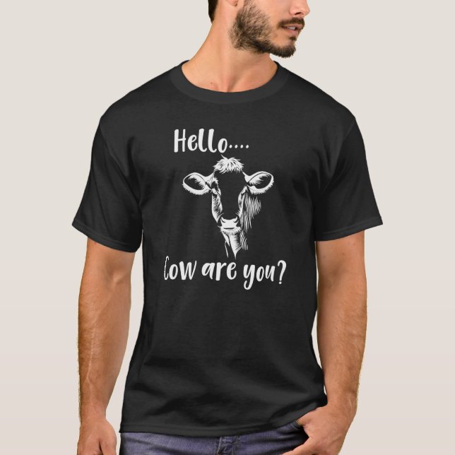 Hellocow Bist Du Kuh Tier Pun T-Shirt (Vorderseite)