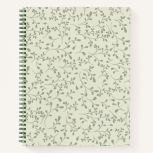 Hellolivgrünes botanisches Rankenmuster Notizbuch