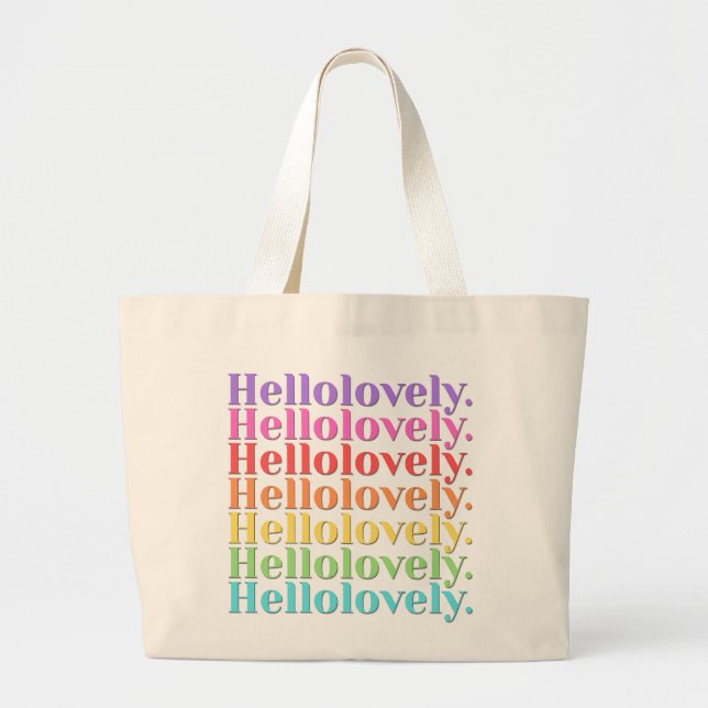 'Hellolovely.' Retro-gestreifte Ästhetik  Jumbo Stoffbeutel (Vorne)