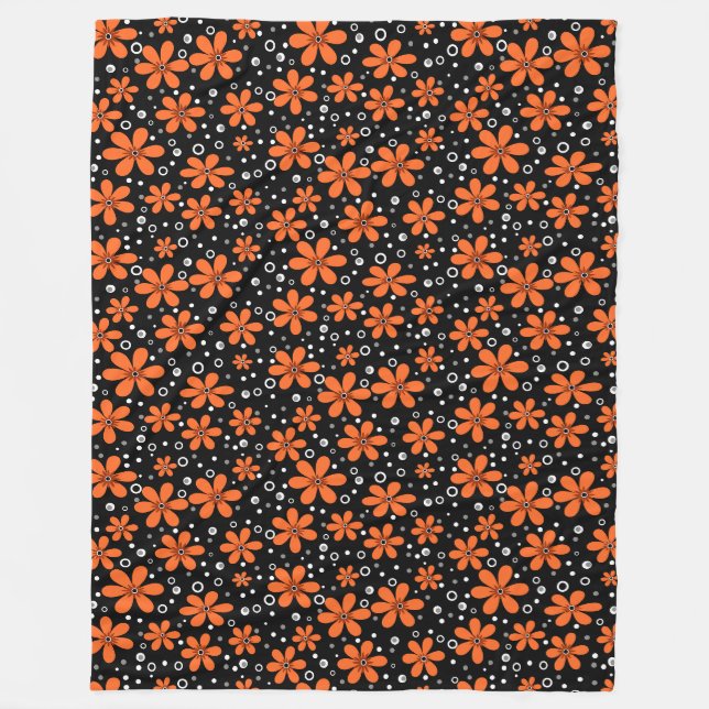 Hellorange Blume auf schwarzem Hintergrund mit w Fleecedecke (Vorderseite)