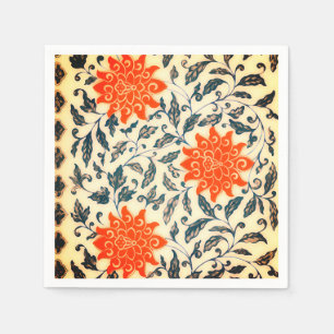 Hellorange Blume Chinesisches Muster Serviette