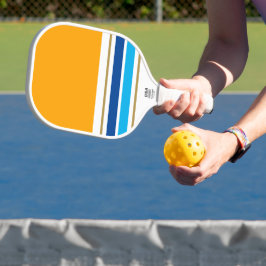 Hellorange-gelbe, blaue Streifen Pickleball Schläger