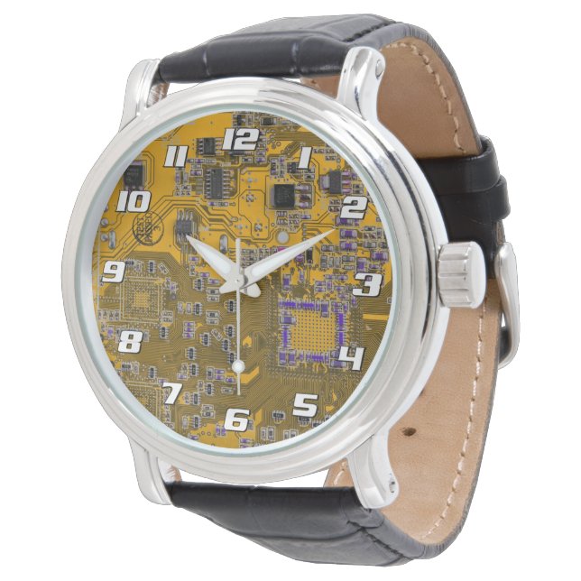Hellorange Leiterplatten-Schaltungsdesign für IT-E Armbanduhr (Schrägansicht)