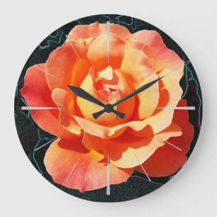 Hellorange Rose Große Wanduhr