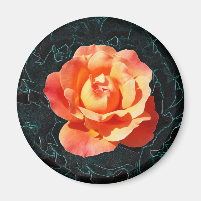 Hellorange Rose Magnet (Vorne)