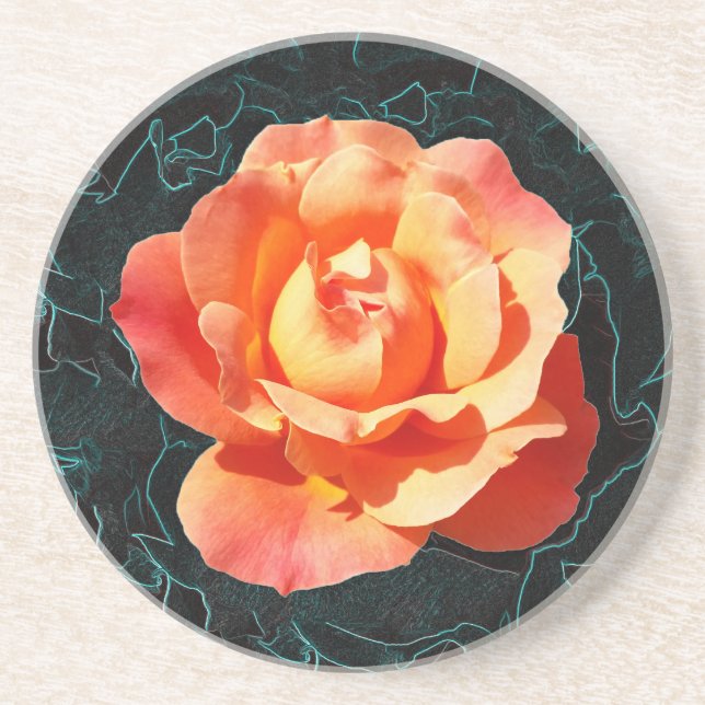 Hellorange Rose Sandstein Untersetzer (Vorne)