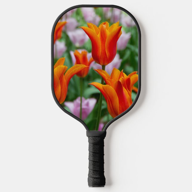 Hellorange Tulpen im Park Pickleball Schläger (Vorderseite)