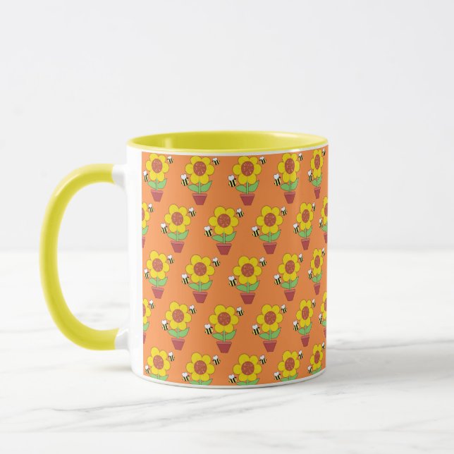 Hellorange und gelbe Sonnenblumen Tasse (Links)