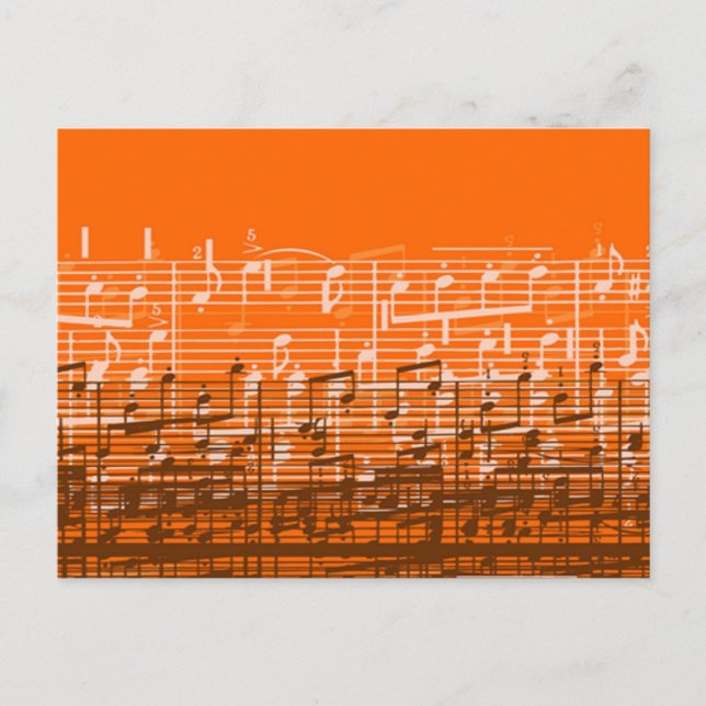 Hellorangefarbene Musiknoten Postkarte (Vorderseite)