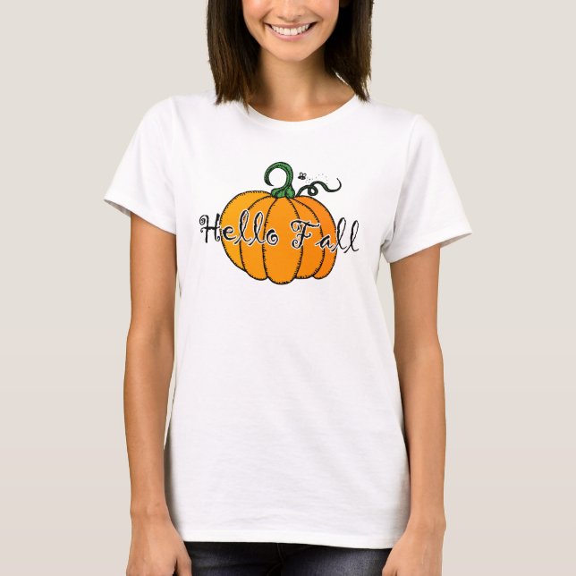 Hellow Pumpkin Fall Pumpkin Hello Fall T-Shirt (Vorderseite)