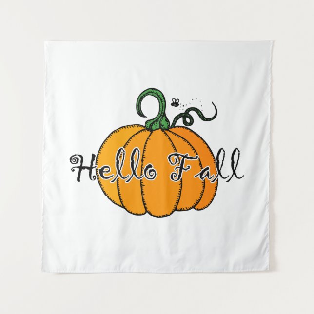 Hellow Pumpkin Fall Pumpkin Hello Fall Wandteppich (Vorderseite)