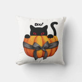 Helloween Black Cat in einem Pumpkin Funny Gift Kissen