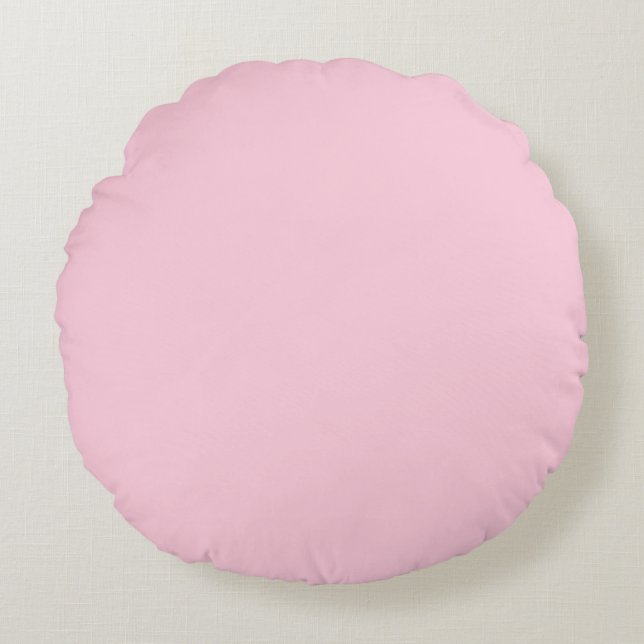 Hellpastellfarbenes Baby Pink schlichtes, solides  Rundes Kissen (Vorderseite)