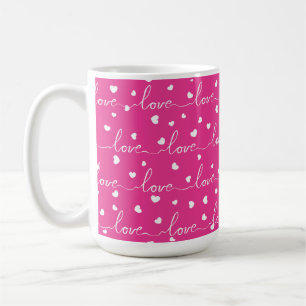 HELLPINK MIT WEISS GESTRICHENER LIEBE MIT HERZEN KAFFEETASSE