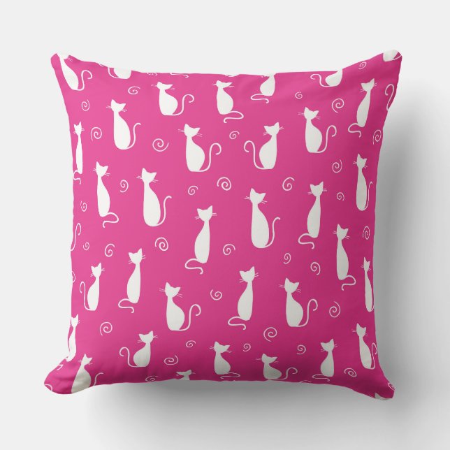 HELLPINK MIT WEISSEN KATZSILHOUETTEN KISSEN (Vorderseite)