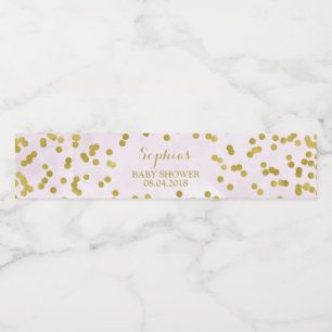Hellpurpurne Aquarell-Goldconfetti-Babyparty Wasserflaschenetikett