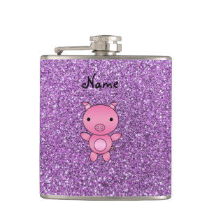 Hellpurpurner Glitter des Nameschweins Flachmann