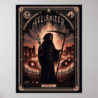 HellRaizer Burning Sensenmann Tarot Card Poster