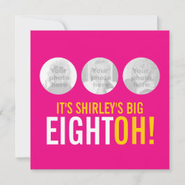 Hellrosa 80. ACHTOH! Foto Geburtstag einladen Einladung