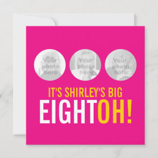 Hellrosa 80. ACHTOH! Foto Geburtstag einladen Einladung