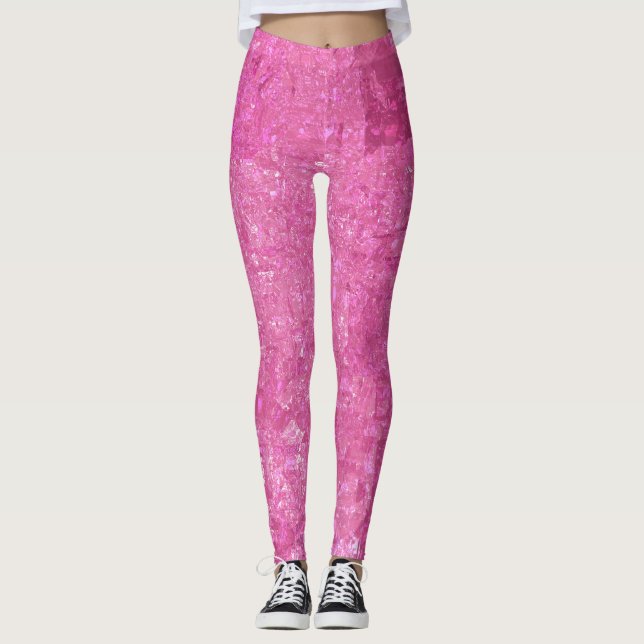 Hellrosa Abstraktes Mosaikglanz Leggings (Vorderseite)