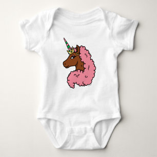 Hellrosa Afro-Einhorn Baby Strampler