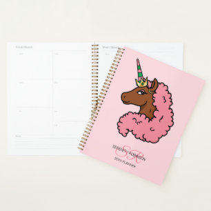 Hellrosa Afro-Einhorn Planer