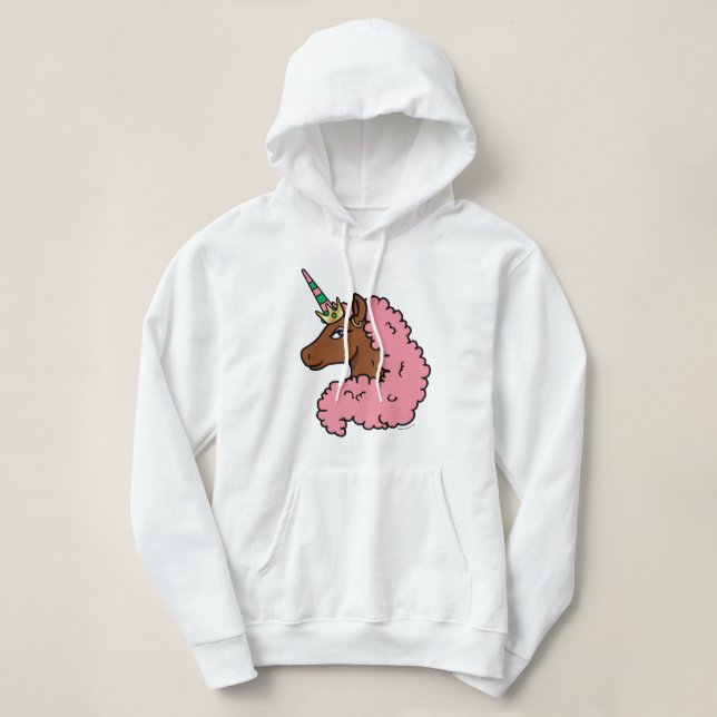 Hellrosa Afro Unicorn Hoodie (Design vorne)