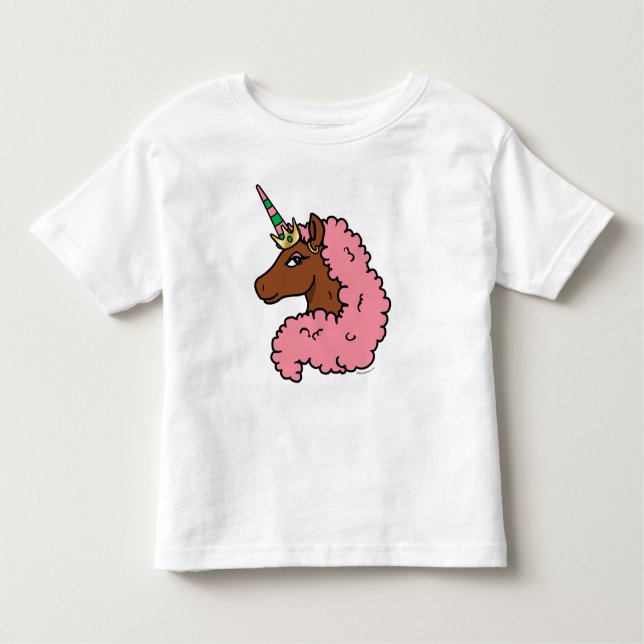 Hellrosa Afro Unicorn Kleinkind T-shirt (Vorderseite)