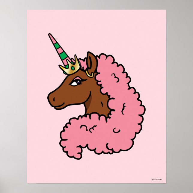 Hellrosa Afro Unicorn Poster (Vorne)