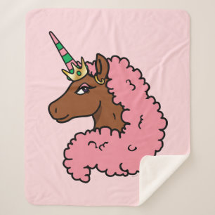 Hellrosa Afro Unicorn Sherpadecke