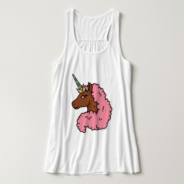 Hellrosa Afro Unicorn Tank Top (Design Vorderseite)