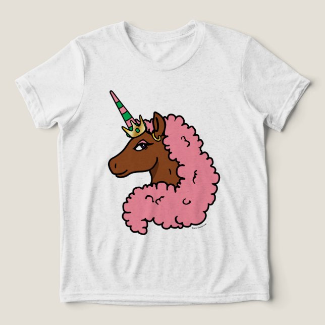 Hellrosa Afro Unicorn Tri-Blend Shirt (Design Vorderseite)
