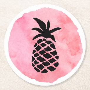 Hellrosa Ananas Runder Pappuntersetzer