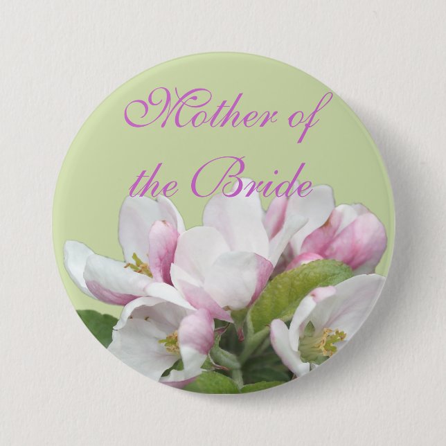 Hellrosa Apfelmutter Blume Mutter der Braut Button (Vorderseite)