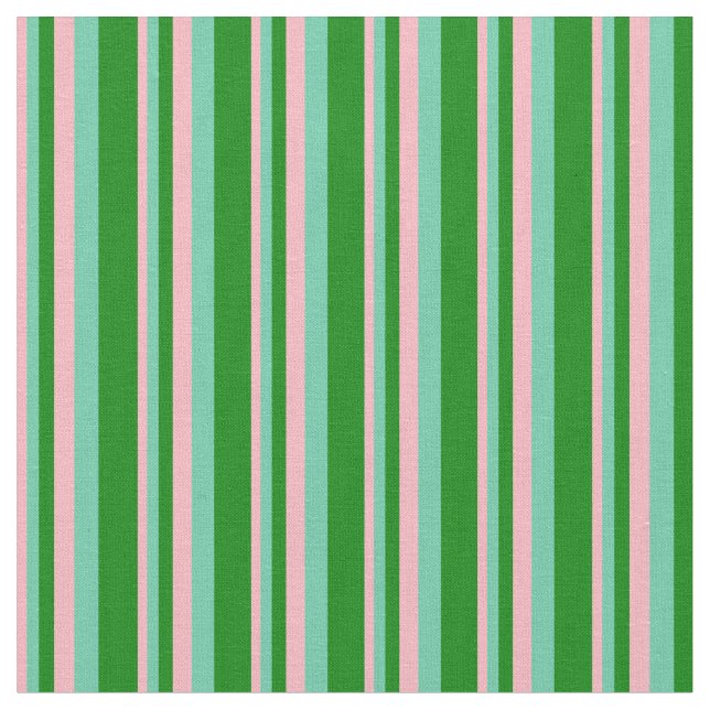 Hellrosa, Aquamarine und grüne Linien Stoff (Nahaufnahme)