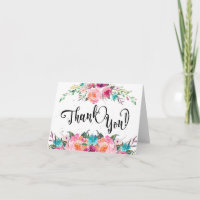 Hellrosa Aquarell Floral Dankeschön Karte