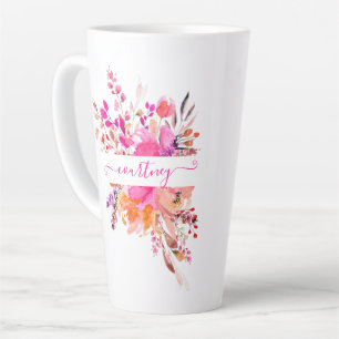 Hellrosa Aquarellblumen personalisiert Milchtasse