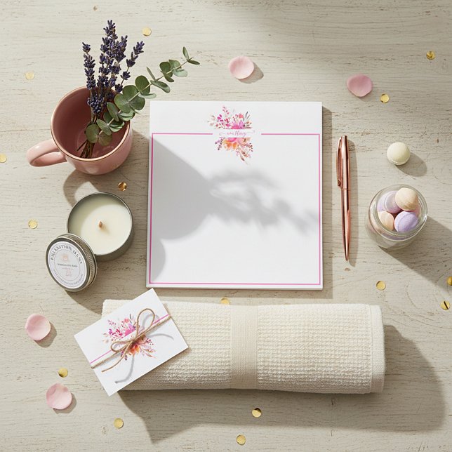 Hellrosa Aquarellblumen personalisiert Notizblock (Von Creator hochgeladen)