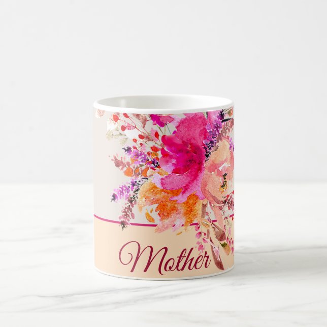 Hellrosa Aquarellblütenblüte individuell anpassbar Kaffeetasse (Mittel)