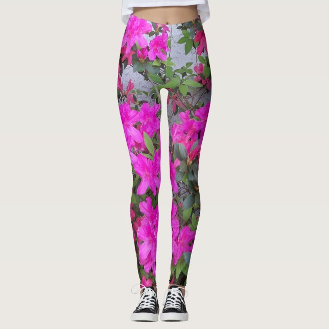 Hellrosa Azaleen auf Leggings (Vorderseite)