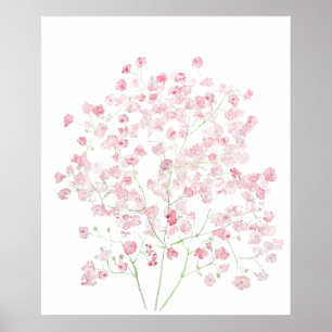 Hellrosa Baby Breath Bouquet gipophila Wassercol Poster